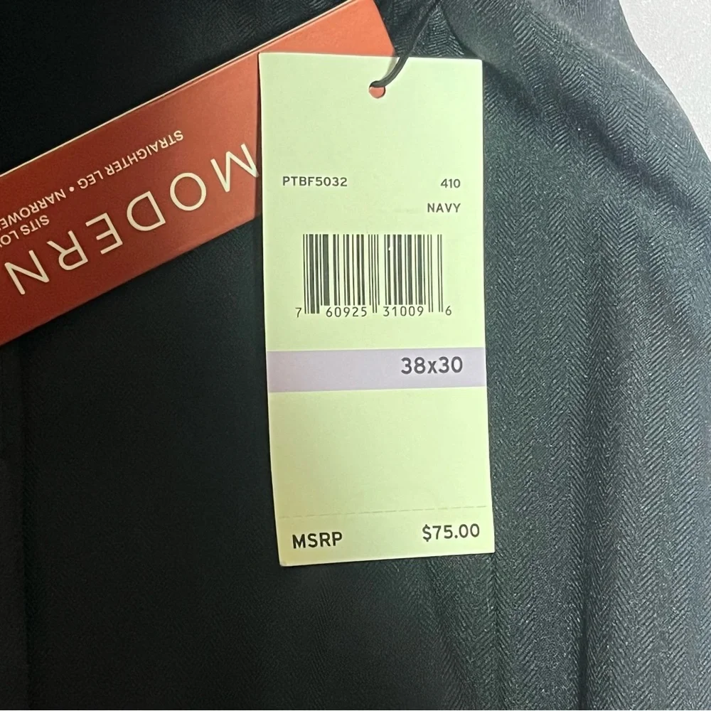 NWT Perry Ellis Men's 38x30 Dress Pants Modern Fit Travel Luxe Performance Navy
